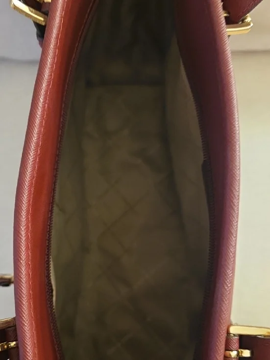 Michael Kors Wine Red Leather Tote with Gold MK Charm - Picture 4 of 5